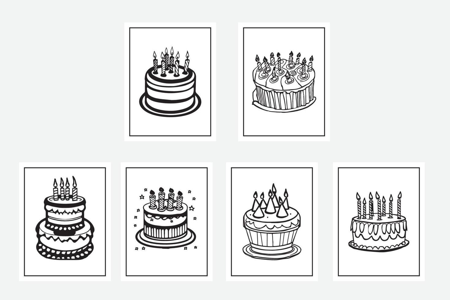 Ilustración de vector de páginas para colorear de cumpleaños