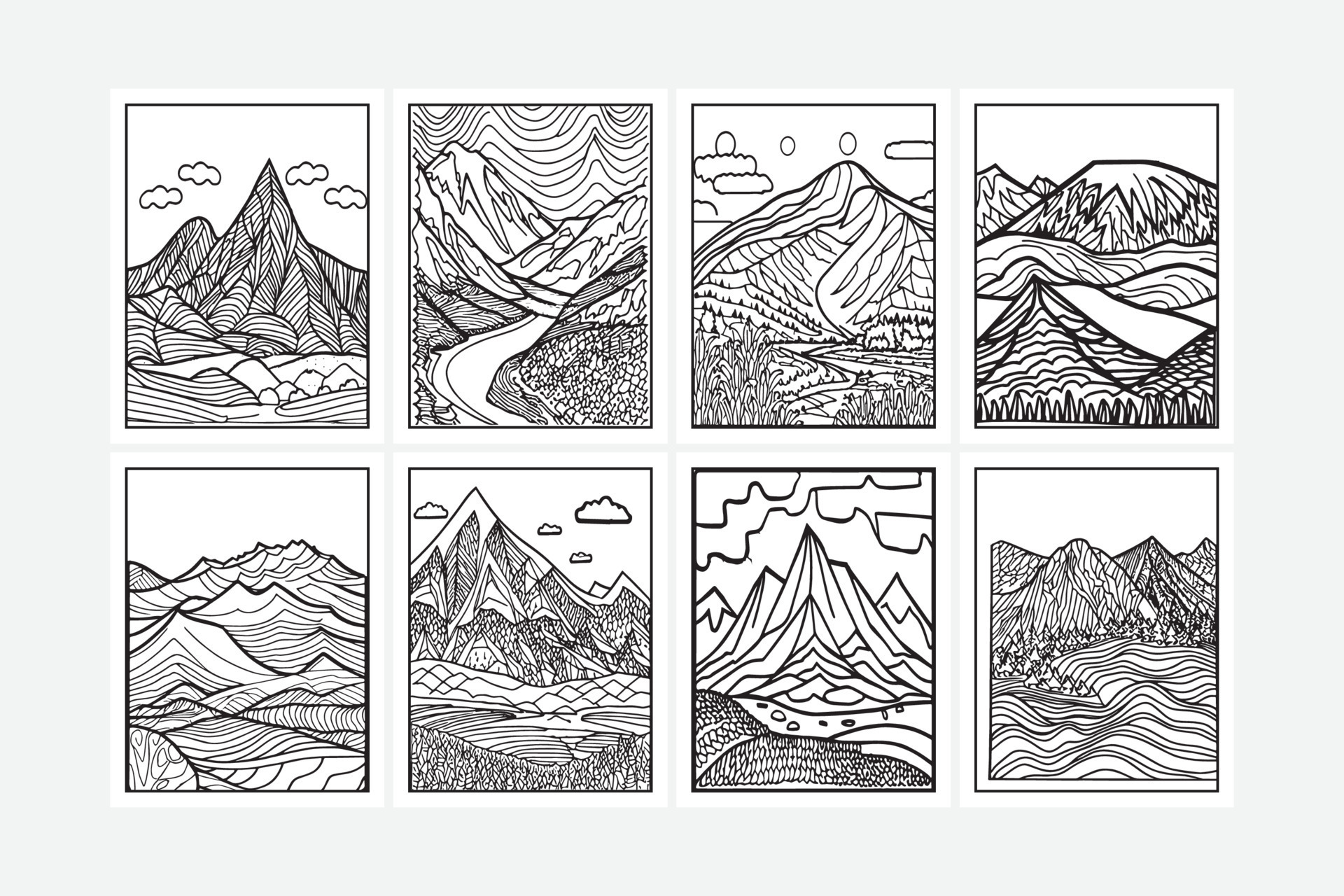 mountain coloring pages for preschoolers design vector 12827802 Vector