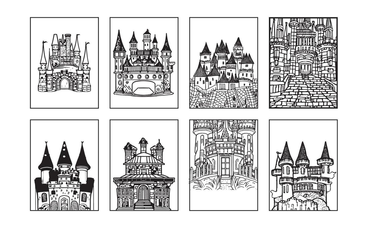 Castle coloring pages vector