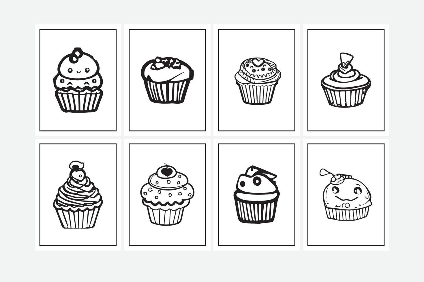 Cupcake coloring pages easy vector