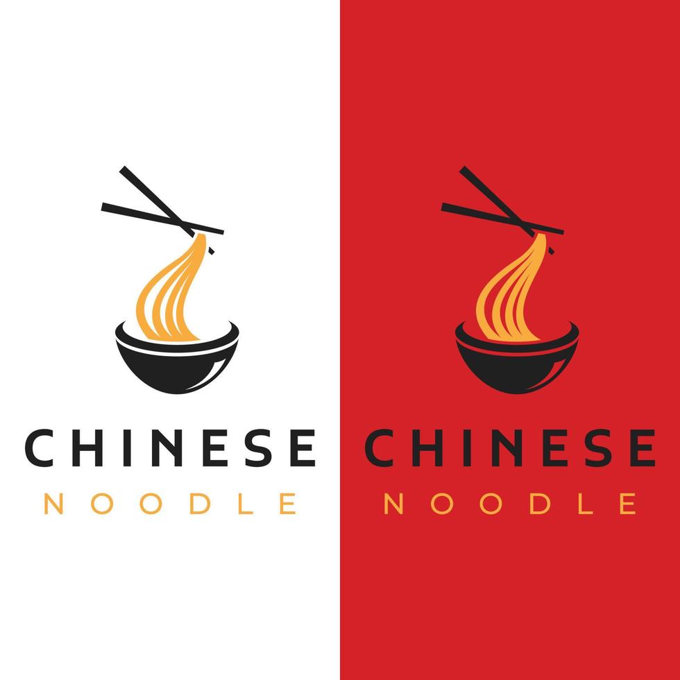 Logo design template for delicious chinese and japanese noodle soup and ramen dishes asian types of food. Logos for businesses, restaurants, cafes and shops. vector