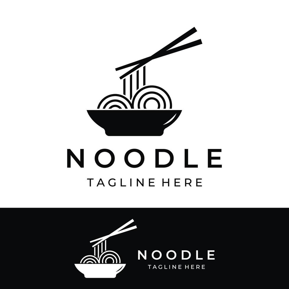 Logo design template for delicious chinese and japanese noodle soup and ramen dishes asian types of food. Logos for businesses, restaurants, cafes and shops. vector