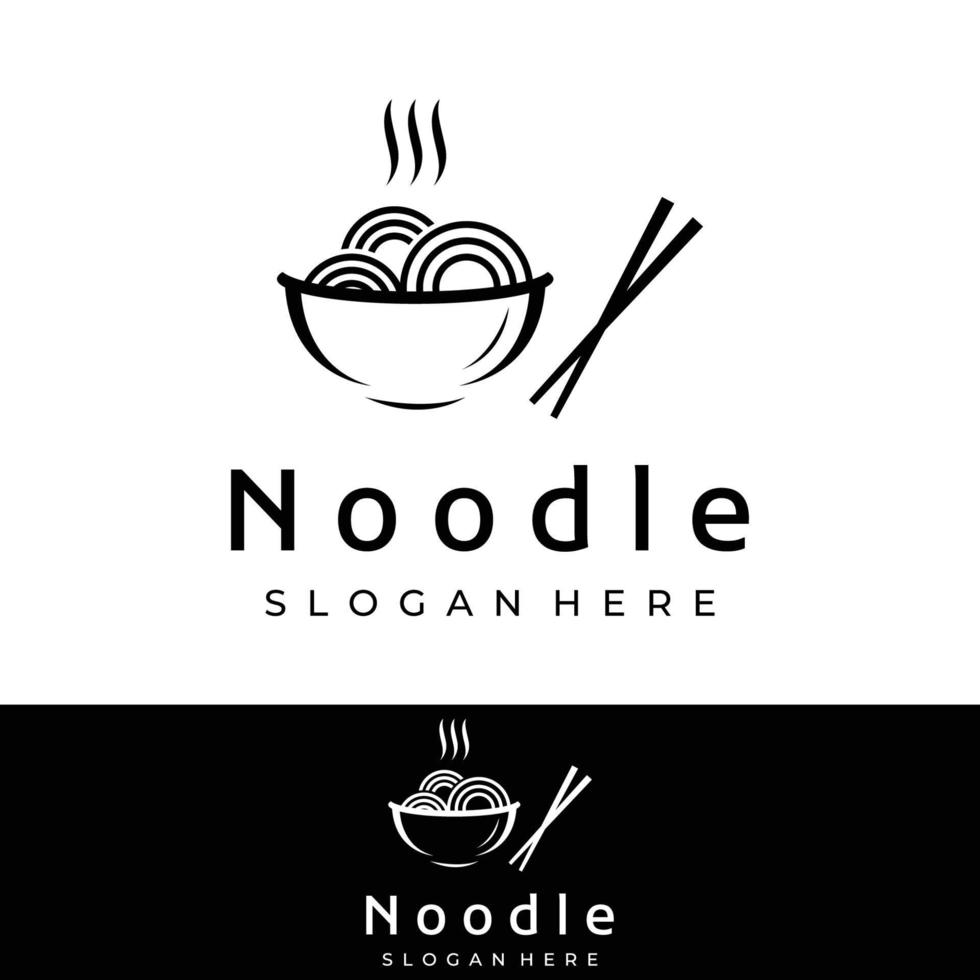 Logo design template for delicious chinese and japanese noodle soup and ramen dishes asian types of food. Logos for businesses, restaurants, cafes and shops. vector