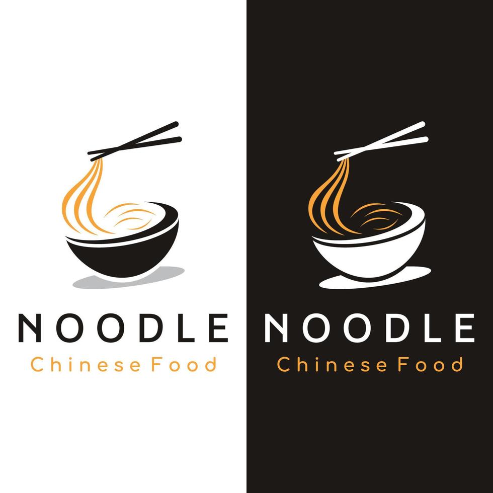 Logo design template for delicious chinese and japanese noodle soup and ramen dishes asian types of food. Logos for businesses, restaurants, cafes and shops. vector