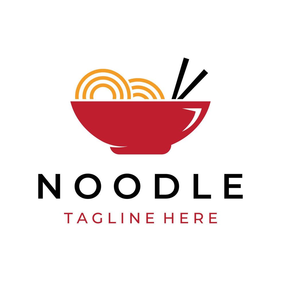 Logo design template for delicious chinese and japanese noodle soup and ramen dishes asian types of food. Logos for businesses, restaurants, cafes and shops. vector