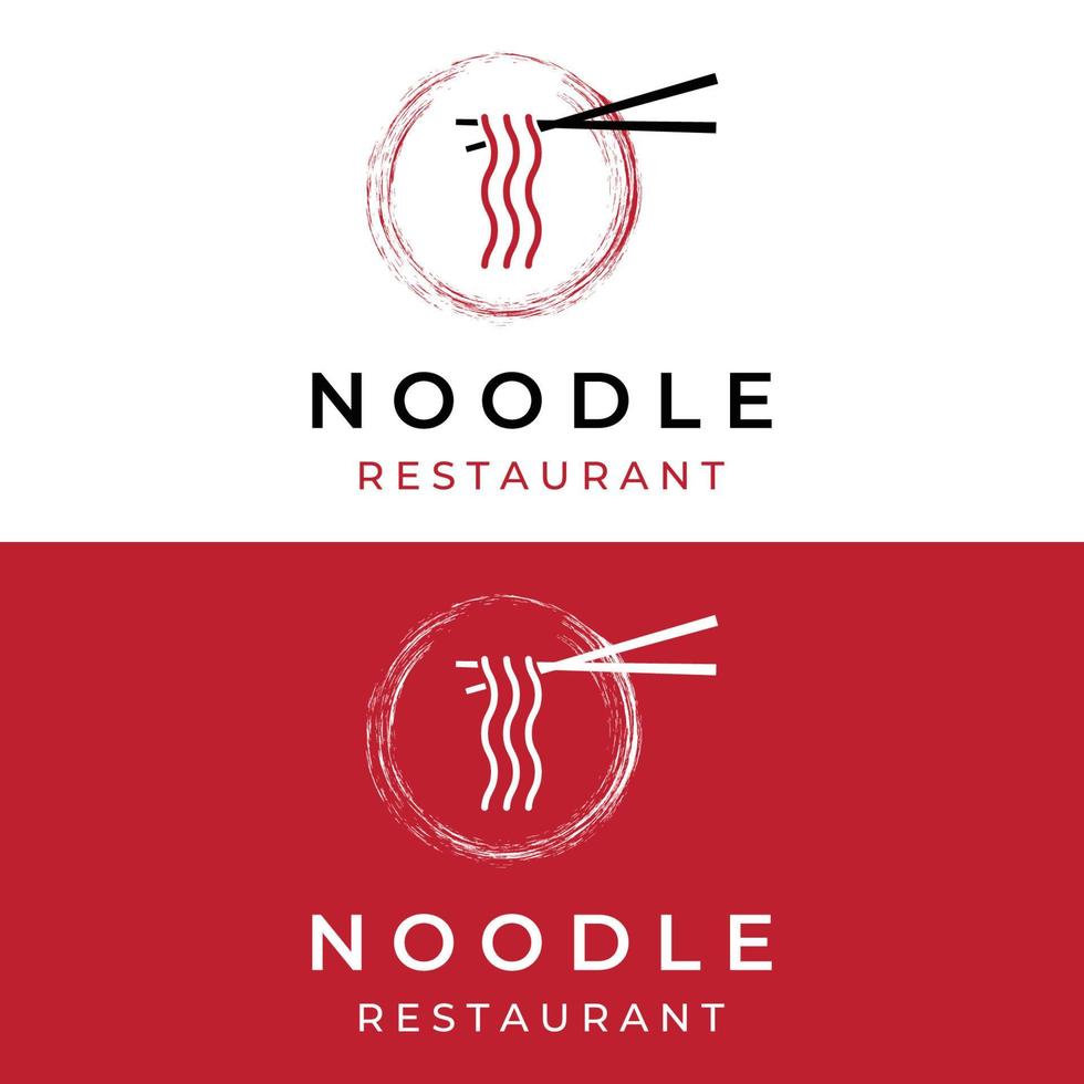 Logo design template for delicious chinese and japanese noodle soup and ramen dishes asian types of food. Logos for businesses, restaurants, cafes and shops. vector