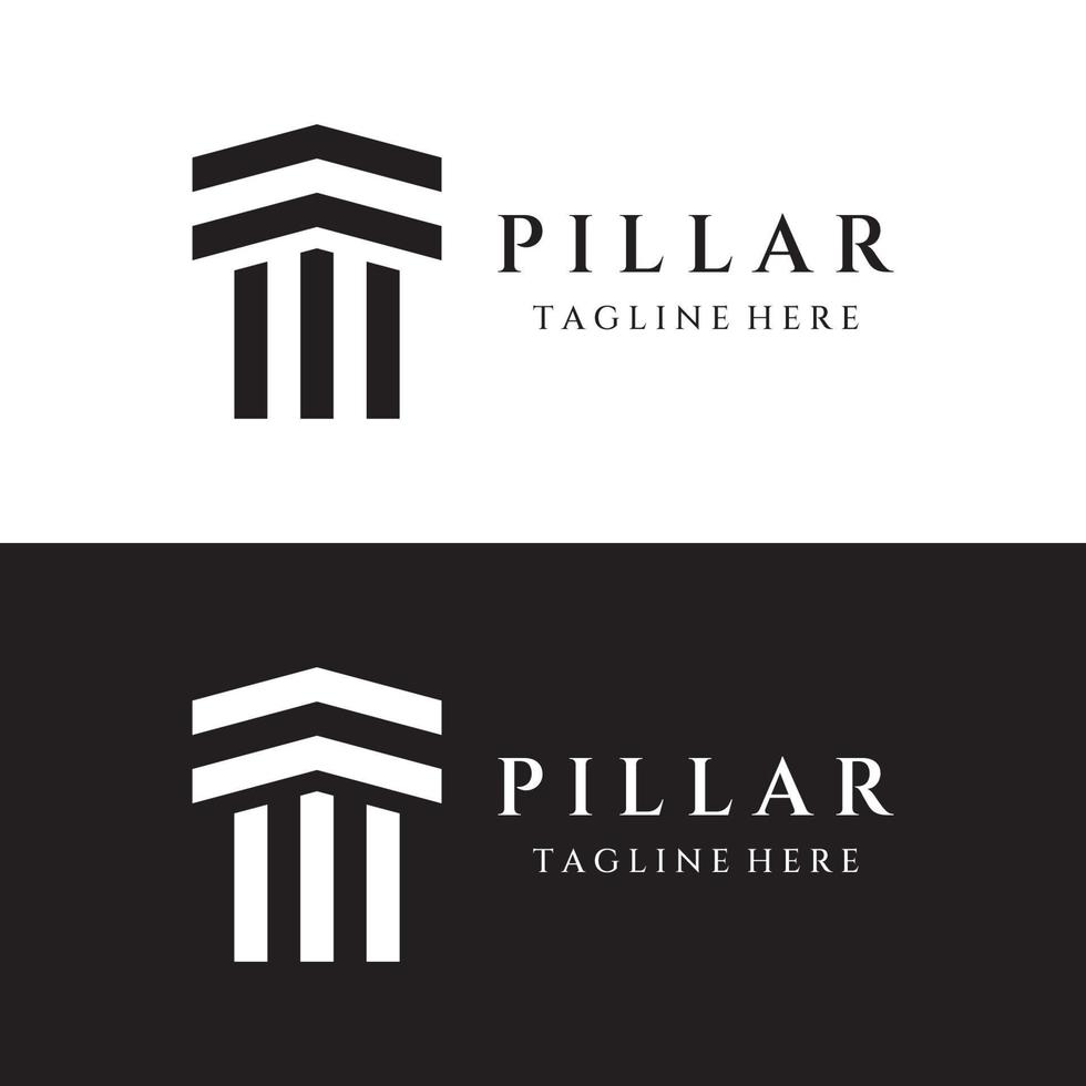 diseño de plantilla de logotipo de edificio de columna o pilar griego antiguo. logotipos para empresas, abogados, justicia legal y arquitectos de edificios. vector