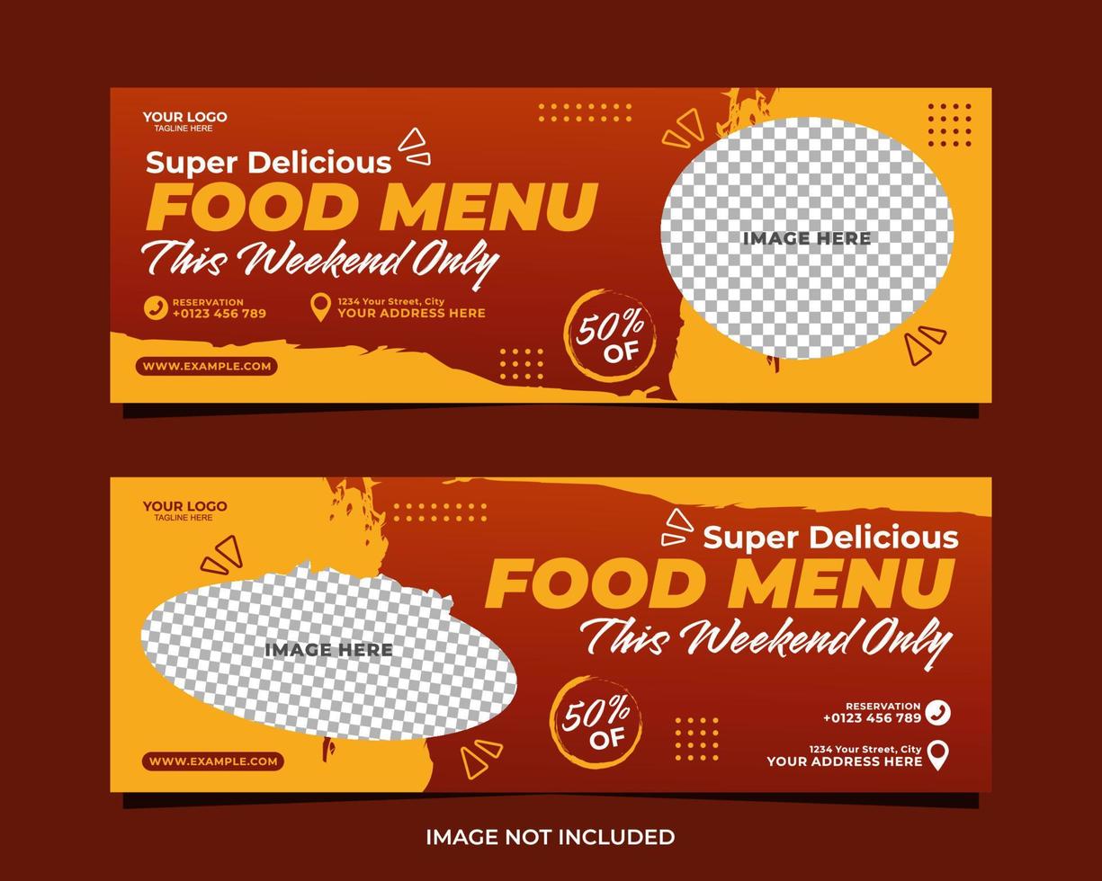 Super delicious food menu banner template design vector