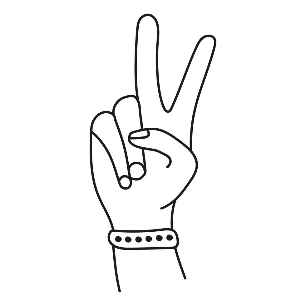 Hand drawn vector illustration hand gesture peace.