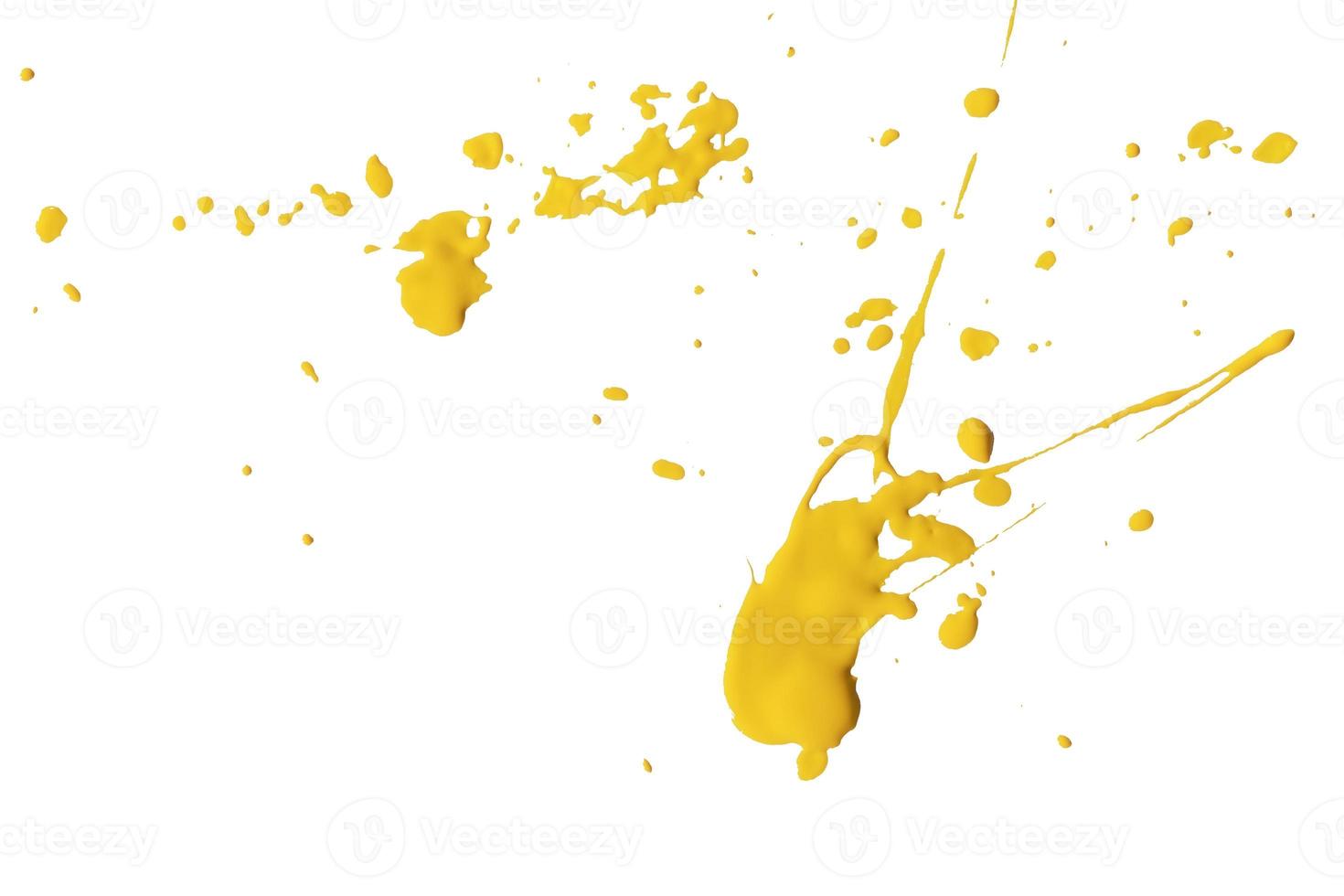 Yellow brush isolated on white background. Yellow watercolor photo