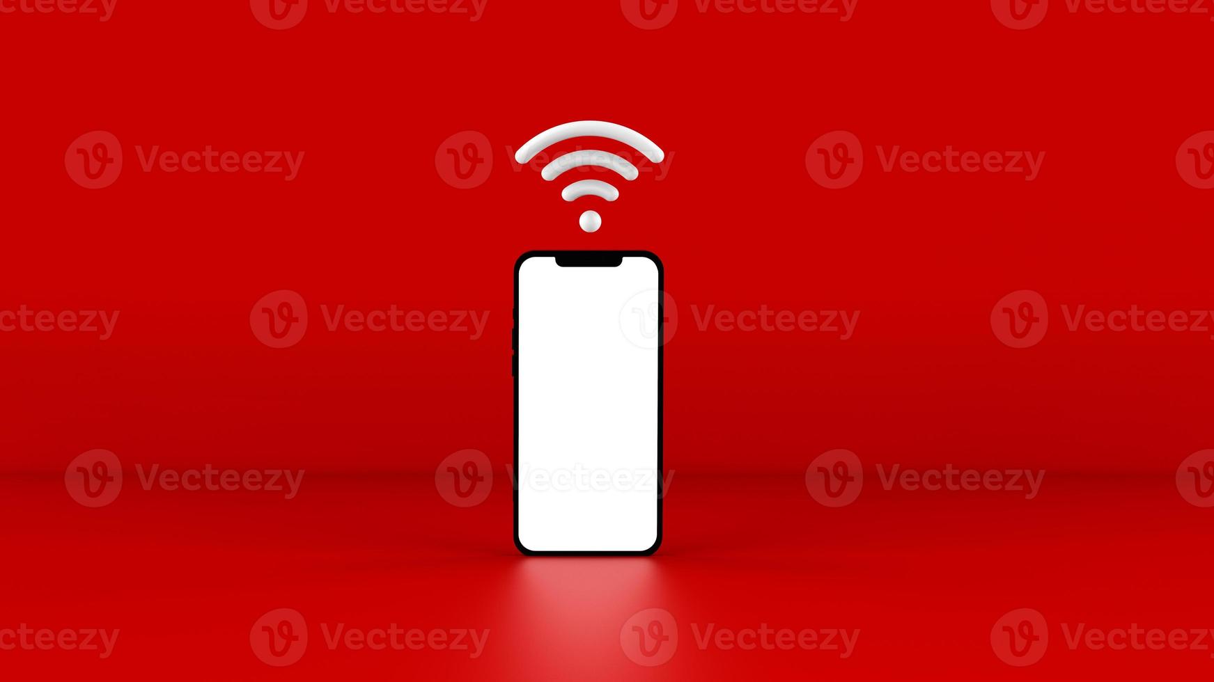 Mobile Phone Template Mockup and wifi icon. 3D illustration. photo