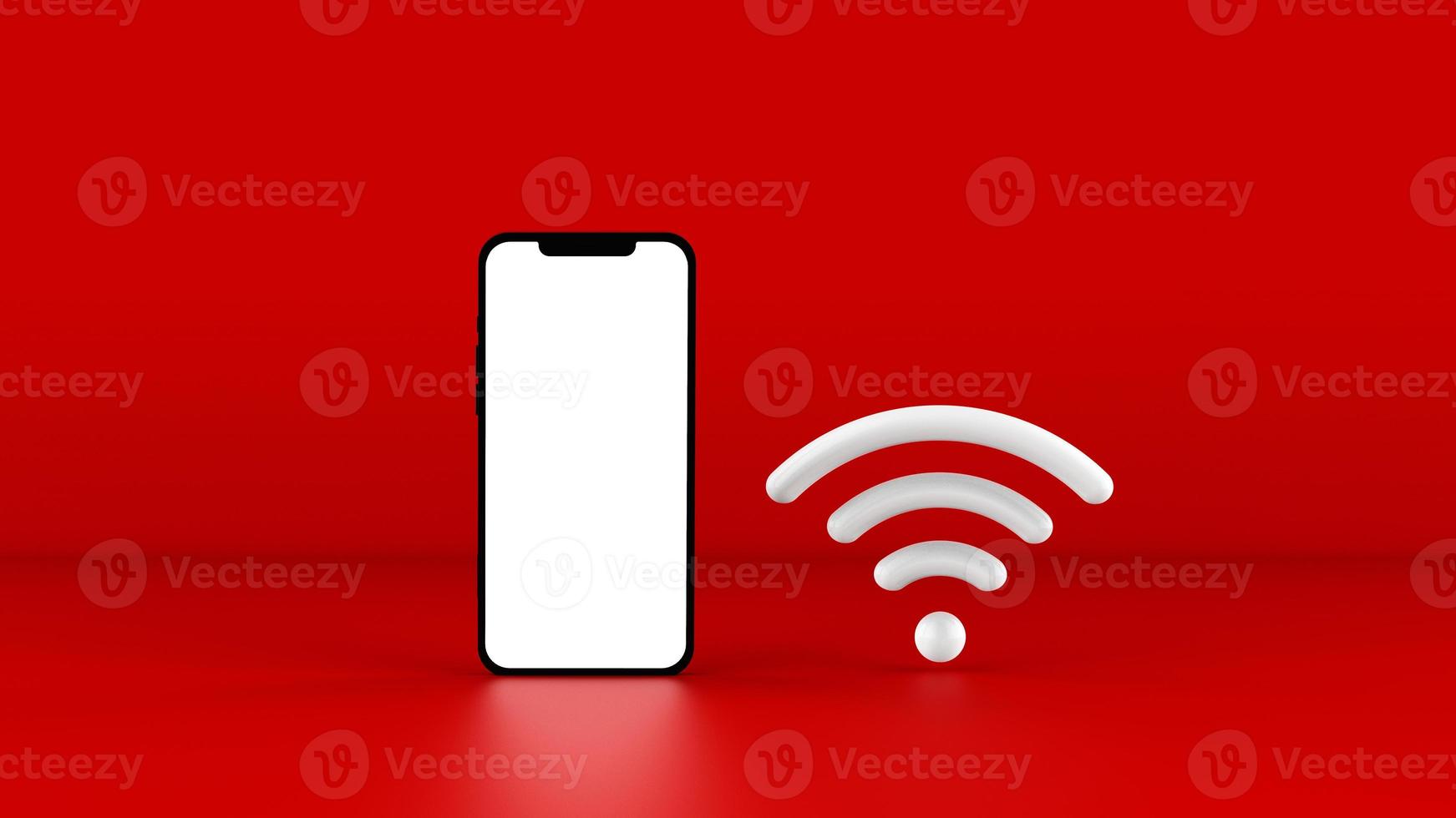 Mobile Phone Template Mockup and wifi icon. 3D illustration. photo