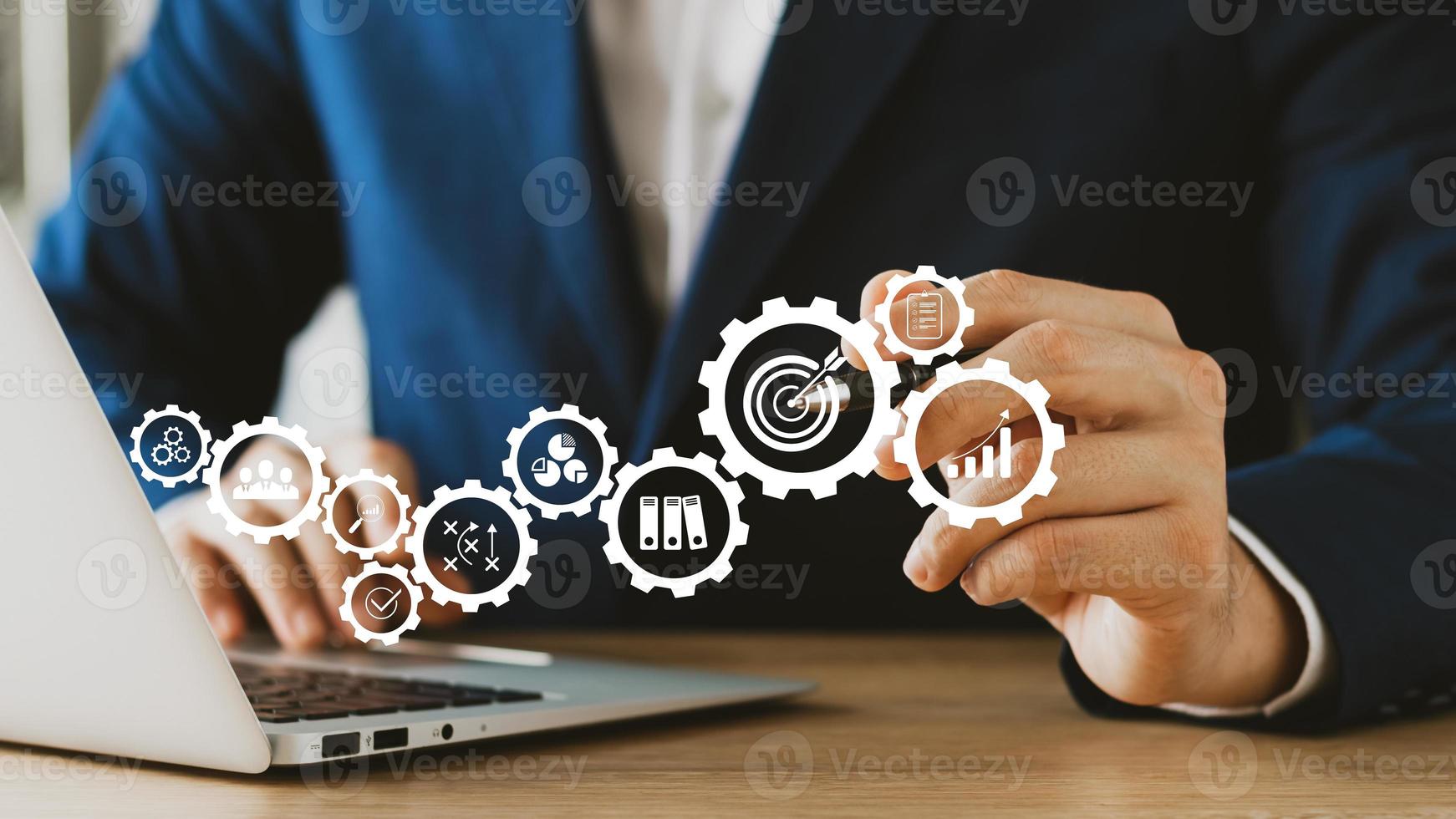 Business planning concepts, high-performance business processes and workflows and problem solving, quality control and long-term business evaluation tracking. photo