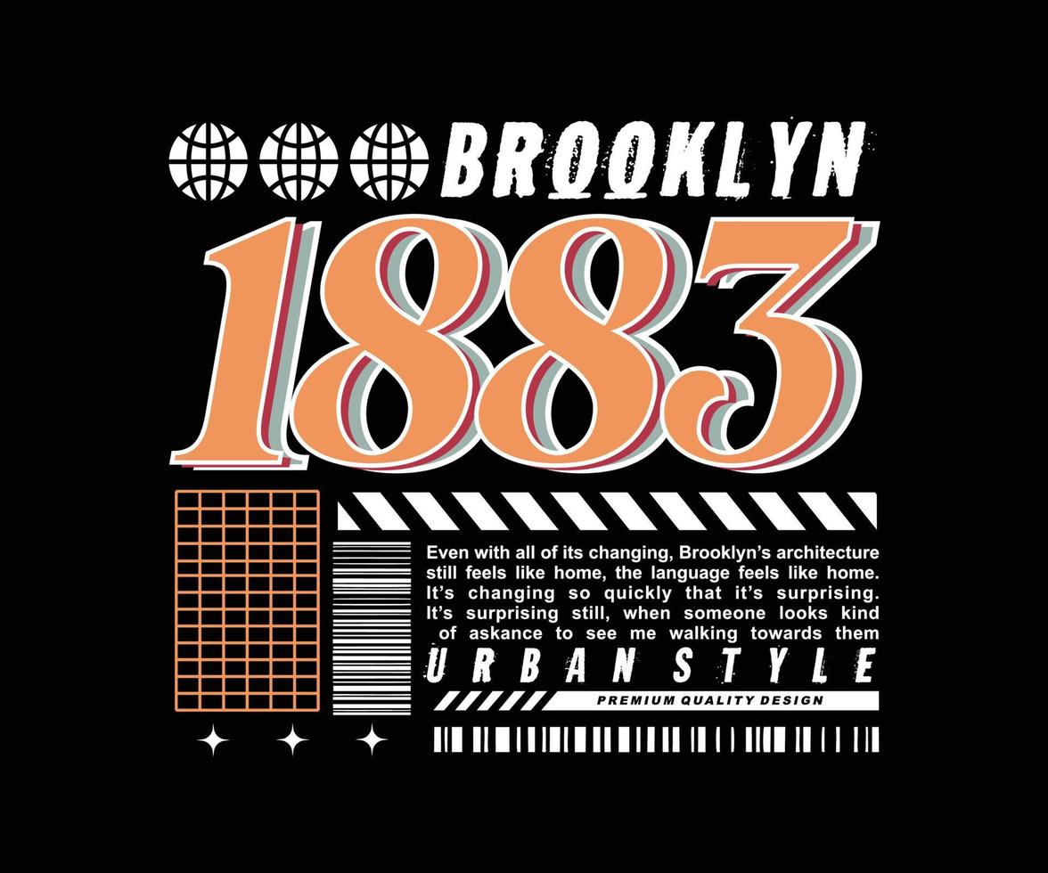 brooklyn retro poster and graphic design for t shirt street wear vector