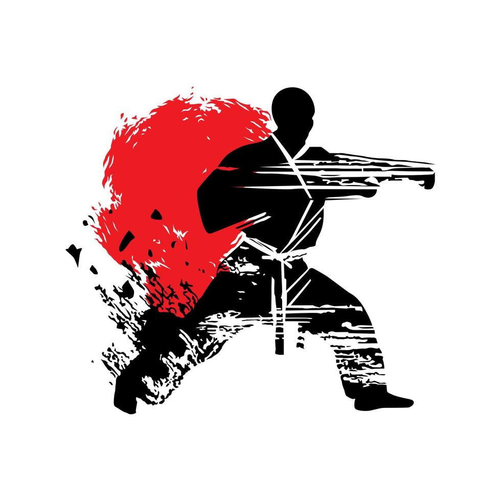 silueta de artes marciales. perfecto para logotipos e íconos de karate, judo y otras artes marciales vector