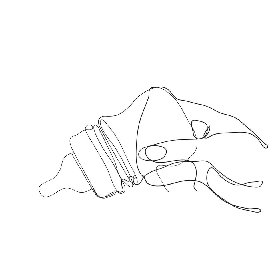 ilustración de chupete de biberón de dibujo de línea continua vector