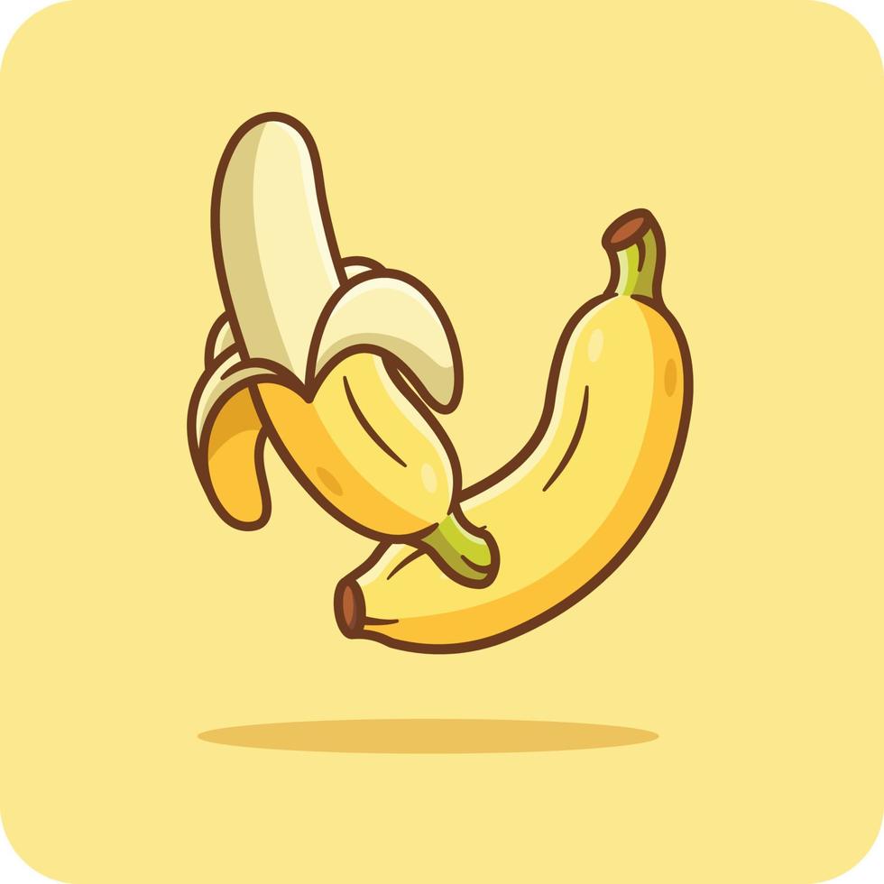Banana fruit peeled and unpeeled. vector