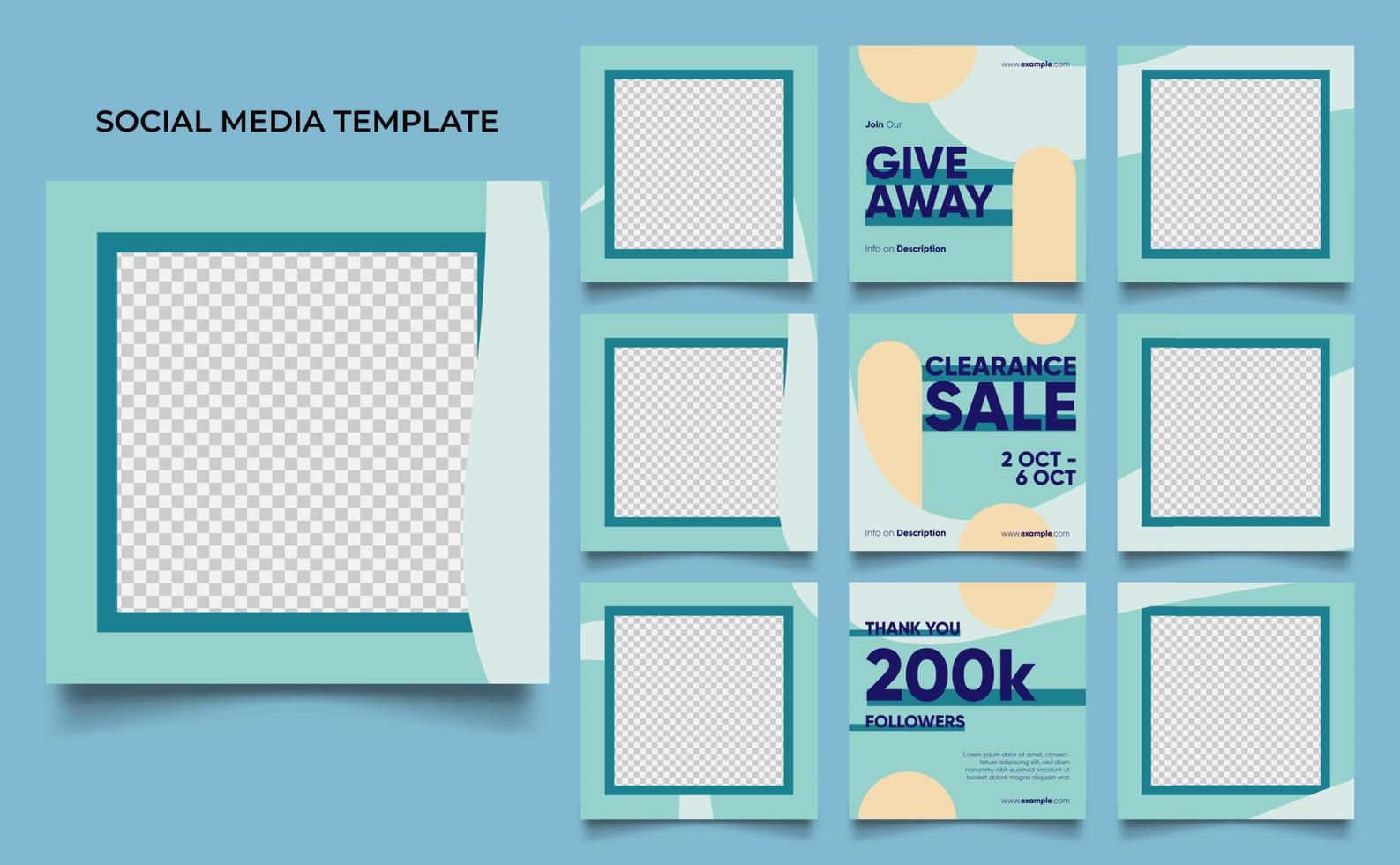 social media template banner fashion sale promotion in blue yellow color vector
