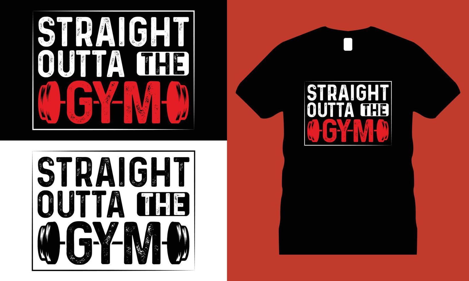 Gym or Fitness typography t-shirt Design Vector. Bodybuilder, dumbbell, motivation, barbell, vector