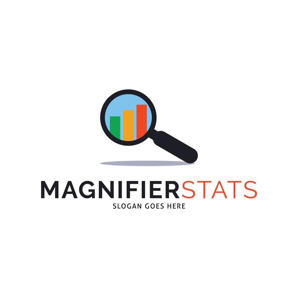 Magnifying Glass and Statistics Icon Vector Logo Template Illustration Design