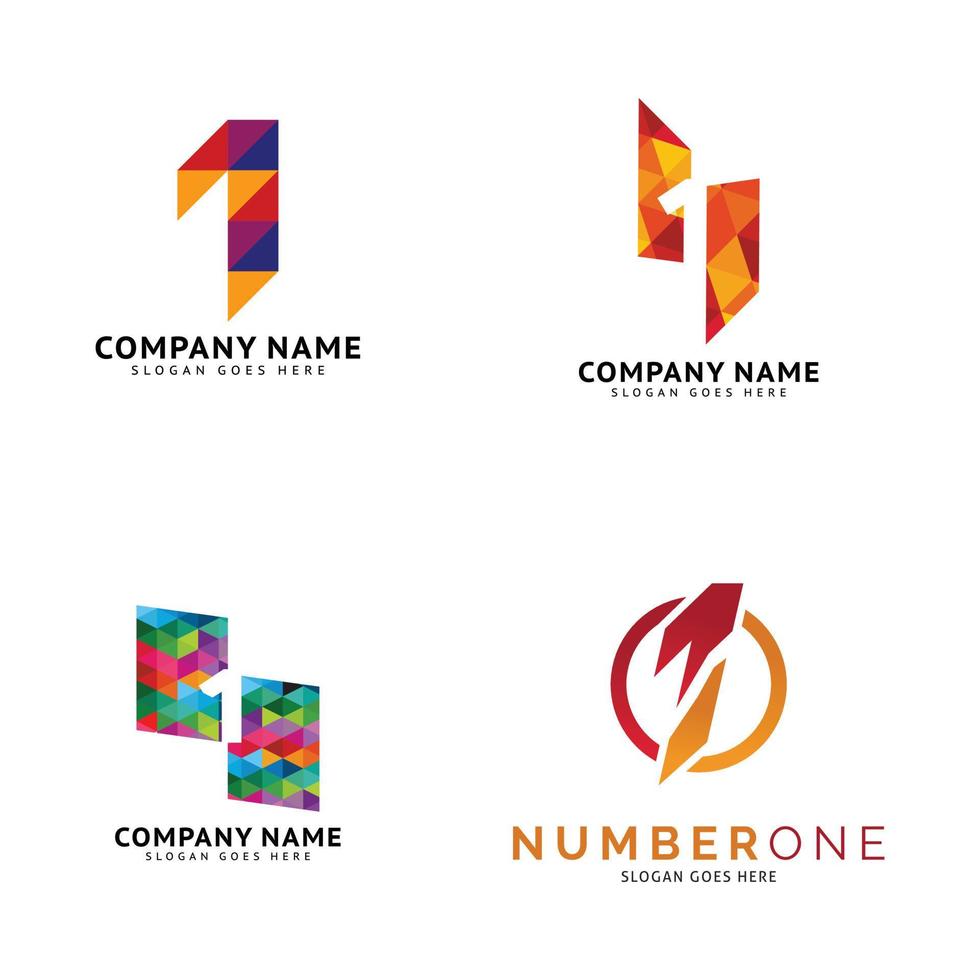 Set of Number One Icon Vector Logo Template Illustration Design