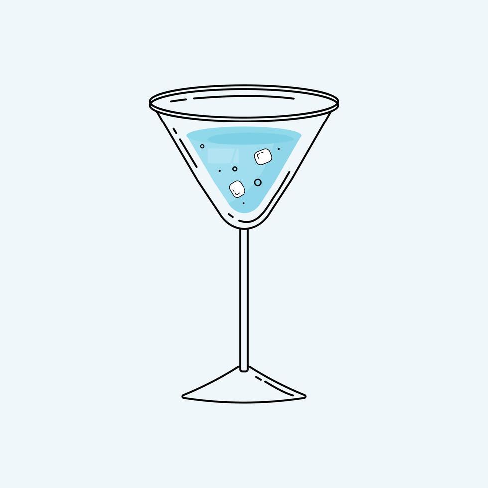 coctel azul con hielo vector