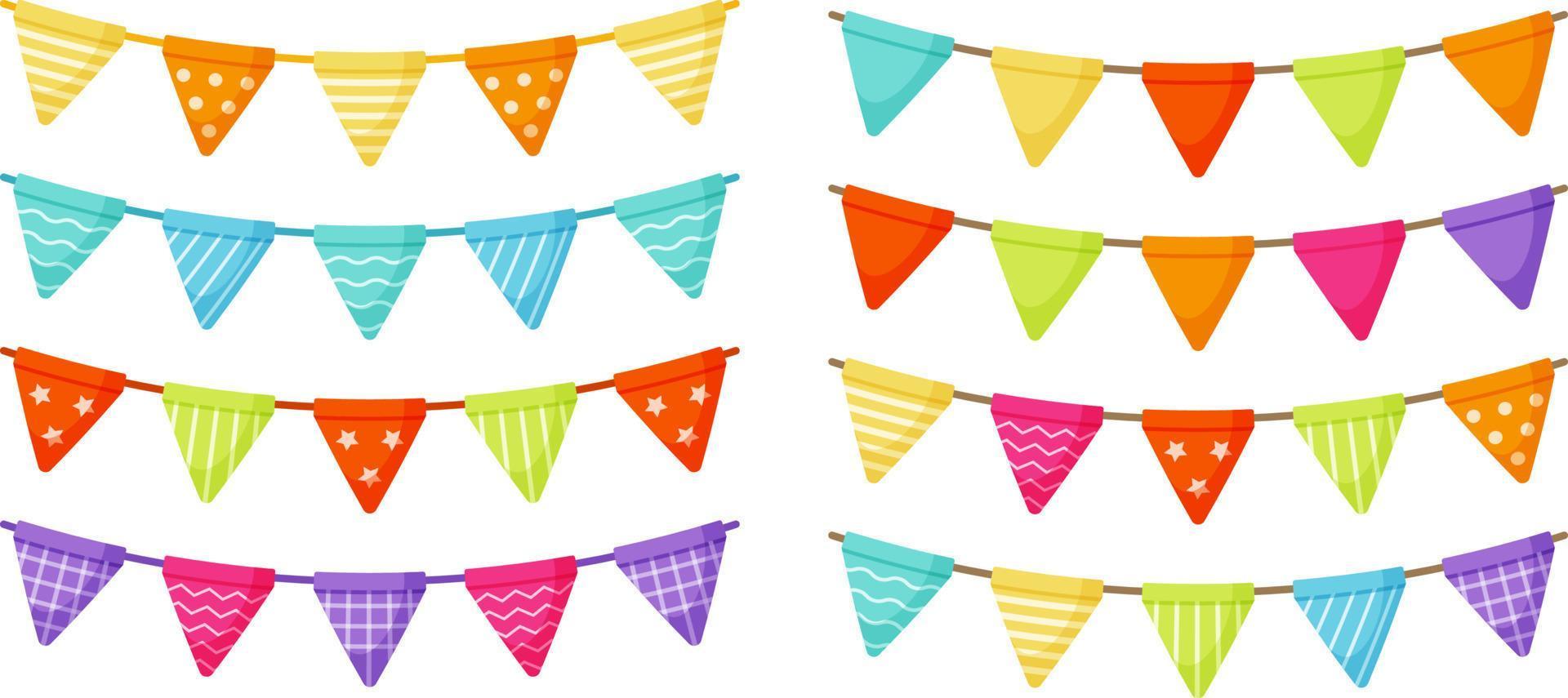 Colored bunting flags set for party, carnival and other celebration vector