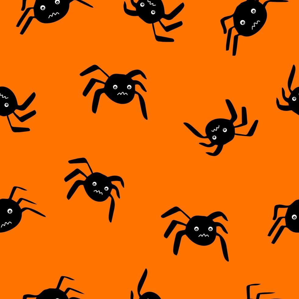 patrón impecable con arañas para volantes y postales. estilo garabato. feliz tarjeta de halloween. vector