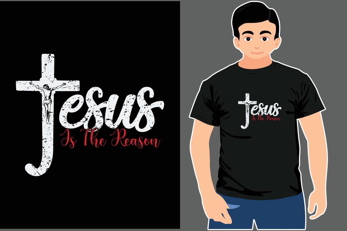 Jesús es la razón. navidad sublimación jesús es la razón por la que los árboles de cuadros se cruzan. vector