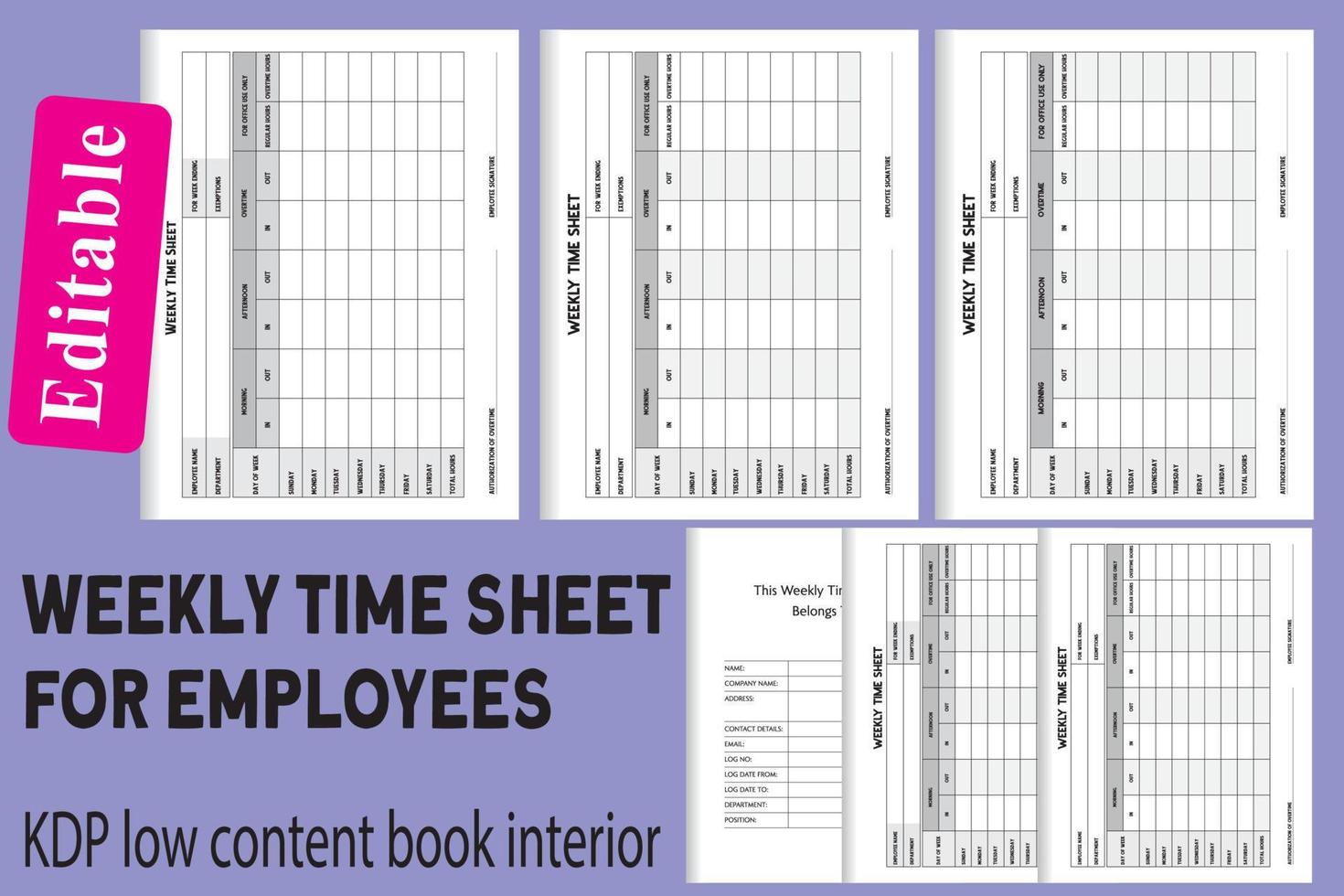Weekly Time Sheet for employees vector