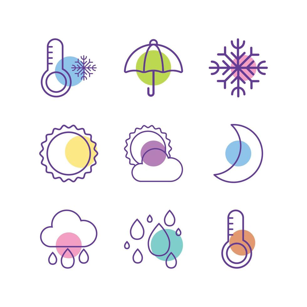 conjunto de iconos de clima colorido vector