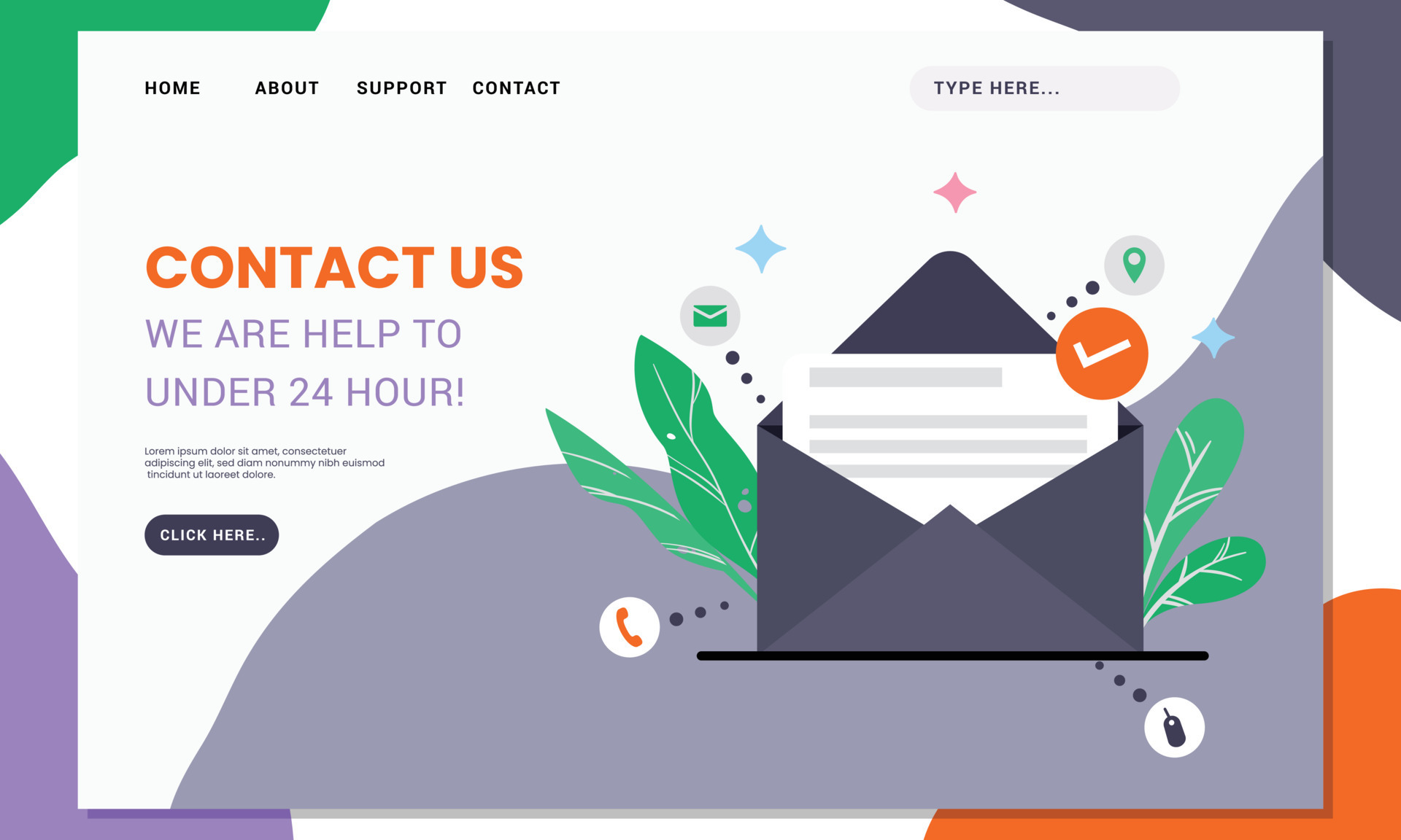 Contact us flat concept website landing page 12829494 Vector Art at ...