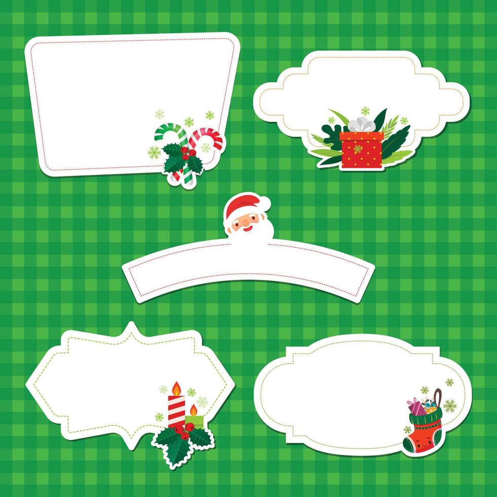 conjunto de pancartas navideñas con decoraciones de etiquetas vector