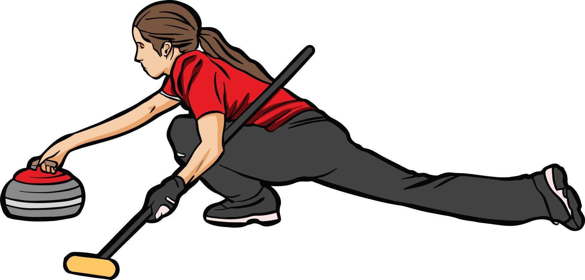 Curling sport player winter vector