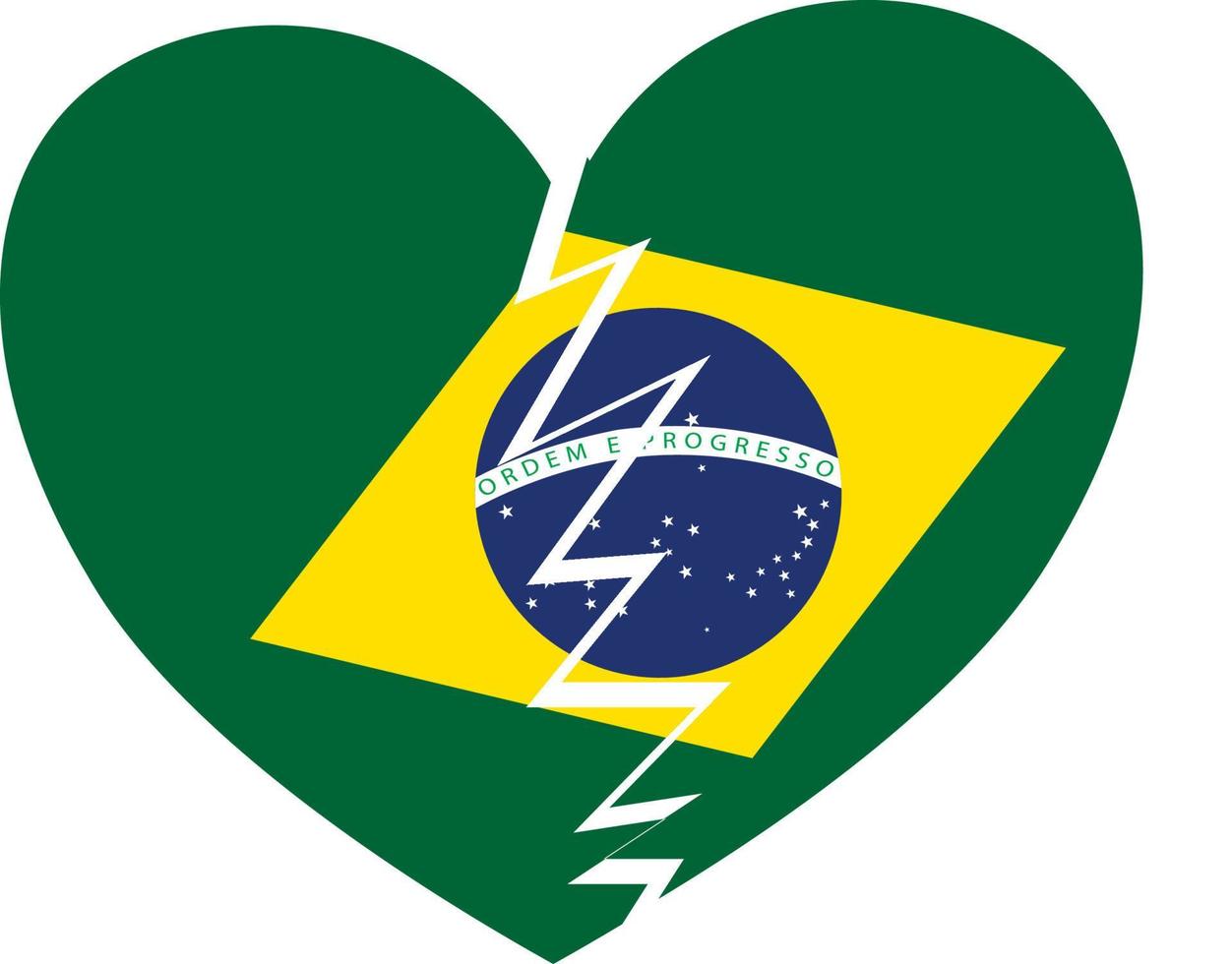 VECTOR ILLUSTRATION BROKEN HEART WITH BRAZILIAN FLAG