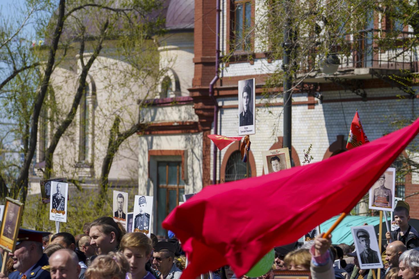 Vladivostok, Russia - May 9, 2022 Symbolic action of the Immortal Regiment on Victory Day photo