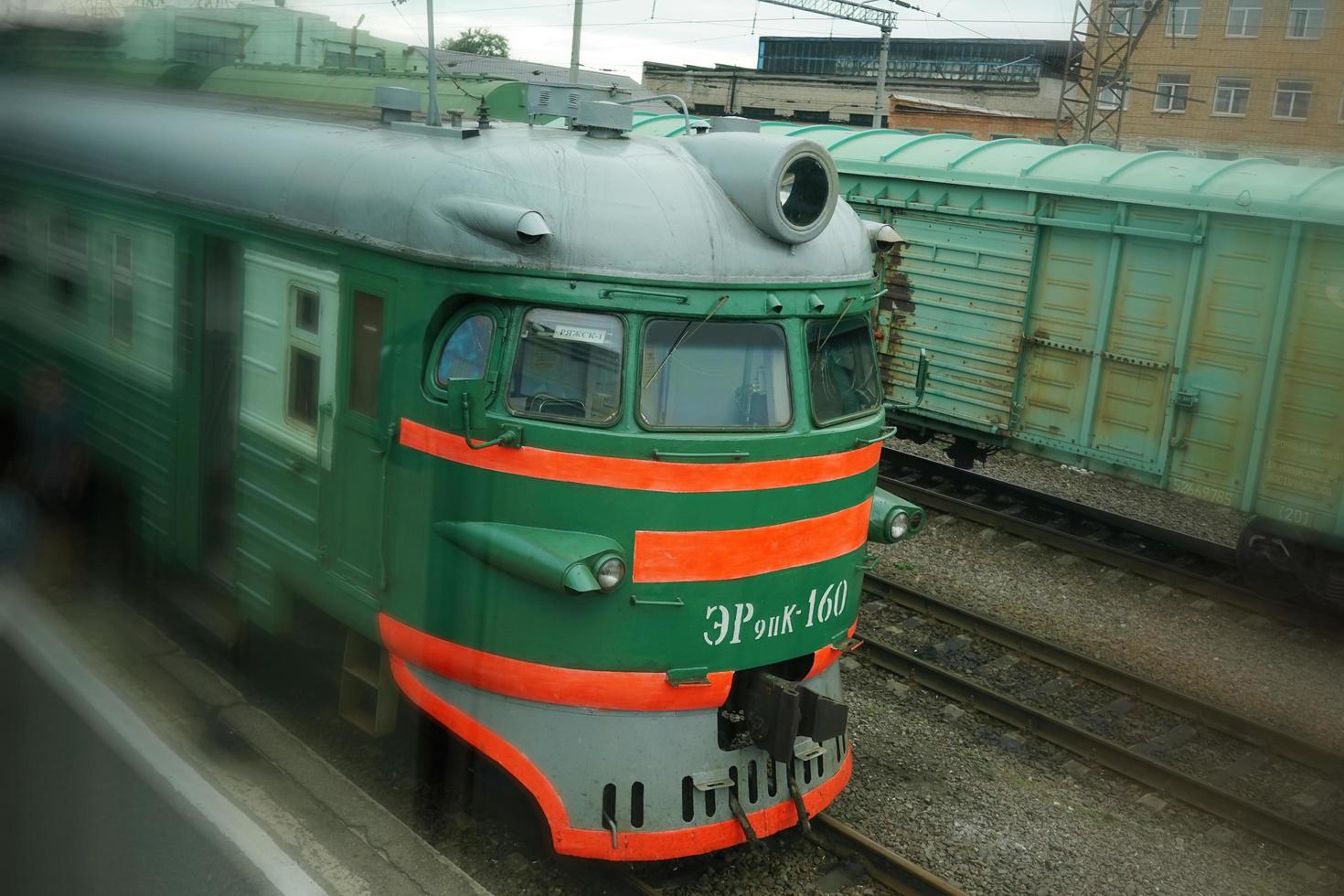 Petrozavodsk, Russia - June 2, 2016 Railway station with train at the station photo