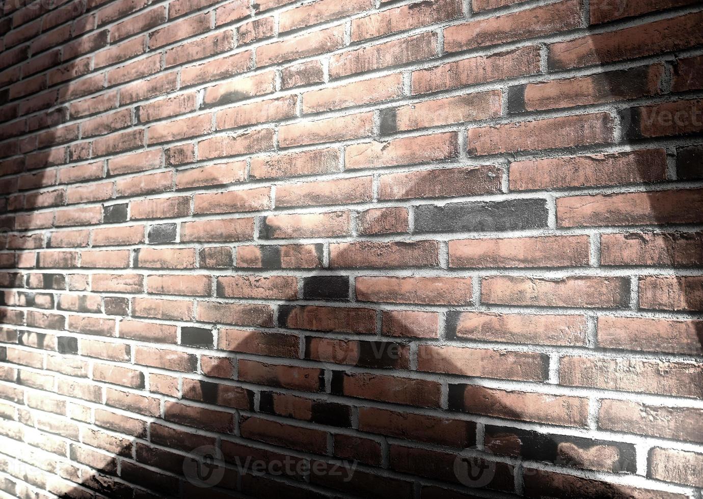 Aged and weathered brick wall textures with very bright spotlight illumination photo