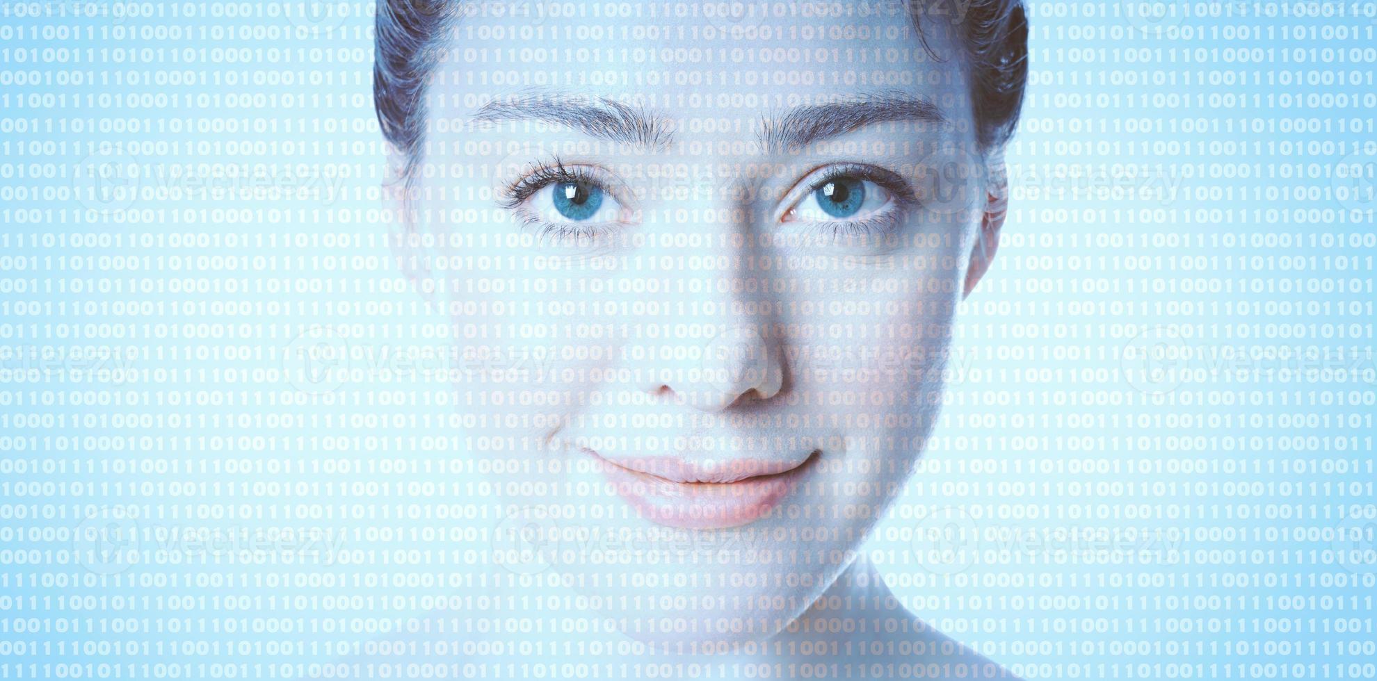 AI artificial intelligence or female programmer coder photo