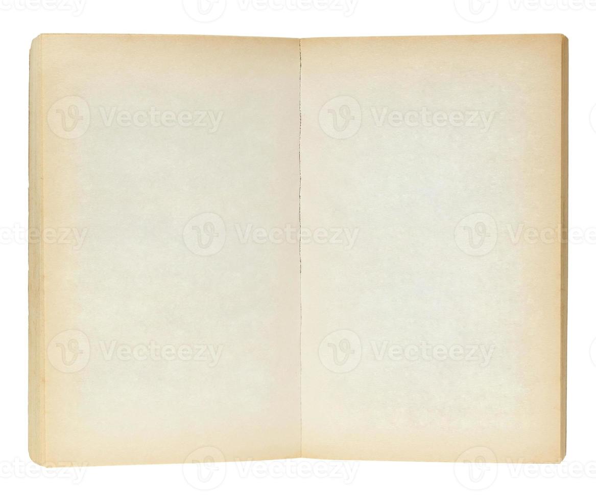 Old book open isolated on white background with clipping path photo