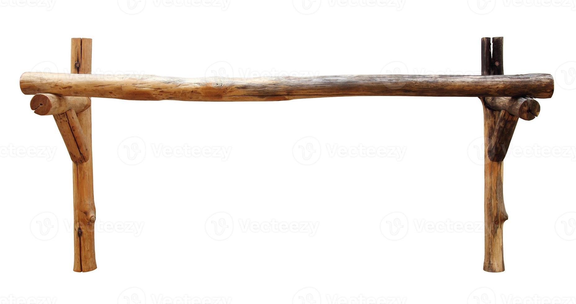 Wooden clothes line isolated on white background with clipping path photo