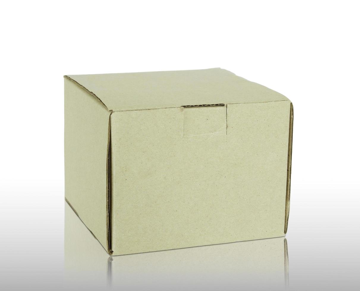 Blank cardboard box isolated on white background photo