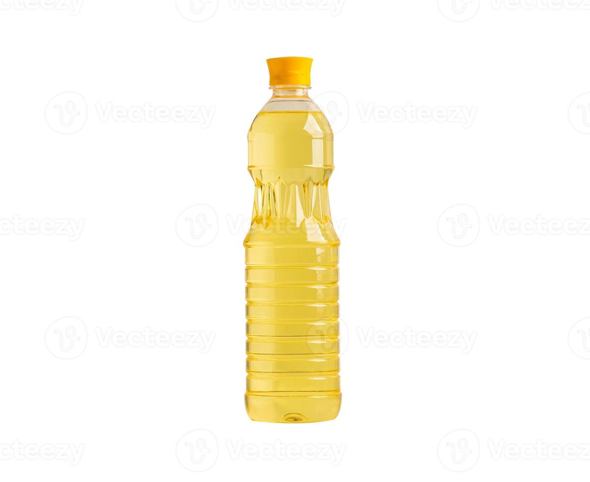 Vegetable oil with olive oil in different bottle for cooking isolated on white background with clipping path. photo