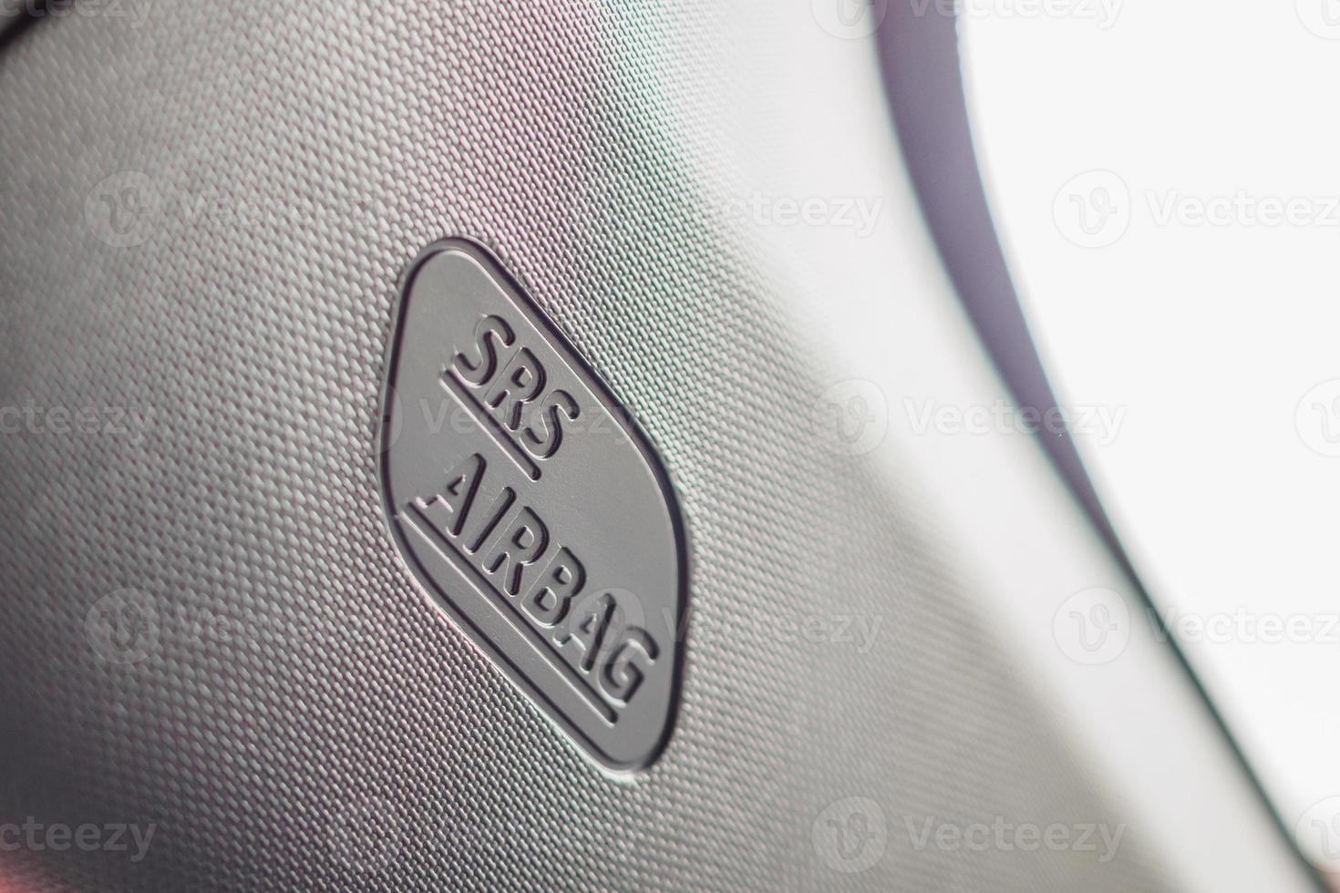 Safety side curtain airbag sign in new modern car photo