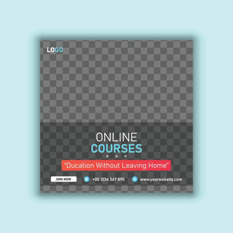 Online class social media post template and web banner design vector