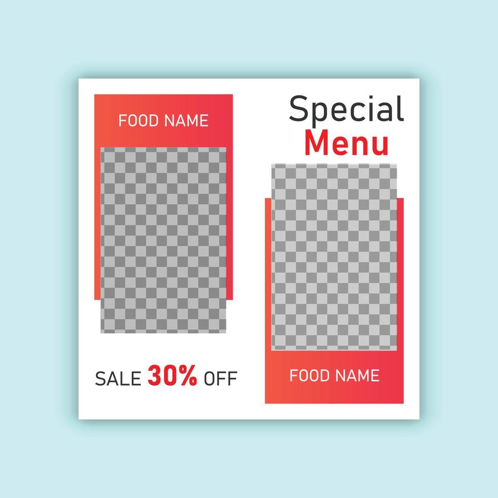 Fast food, food burger, food menu web and social media post design template vector