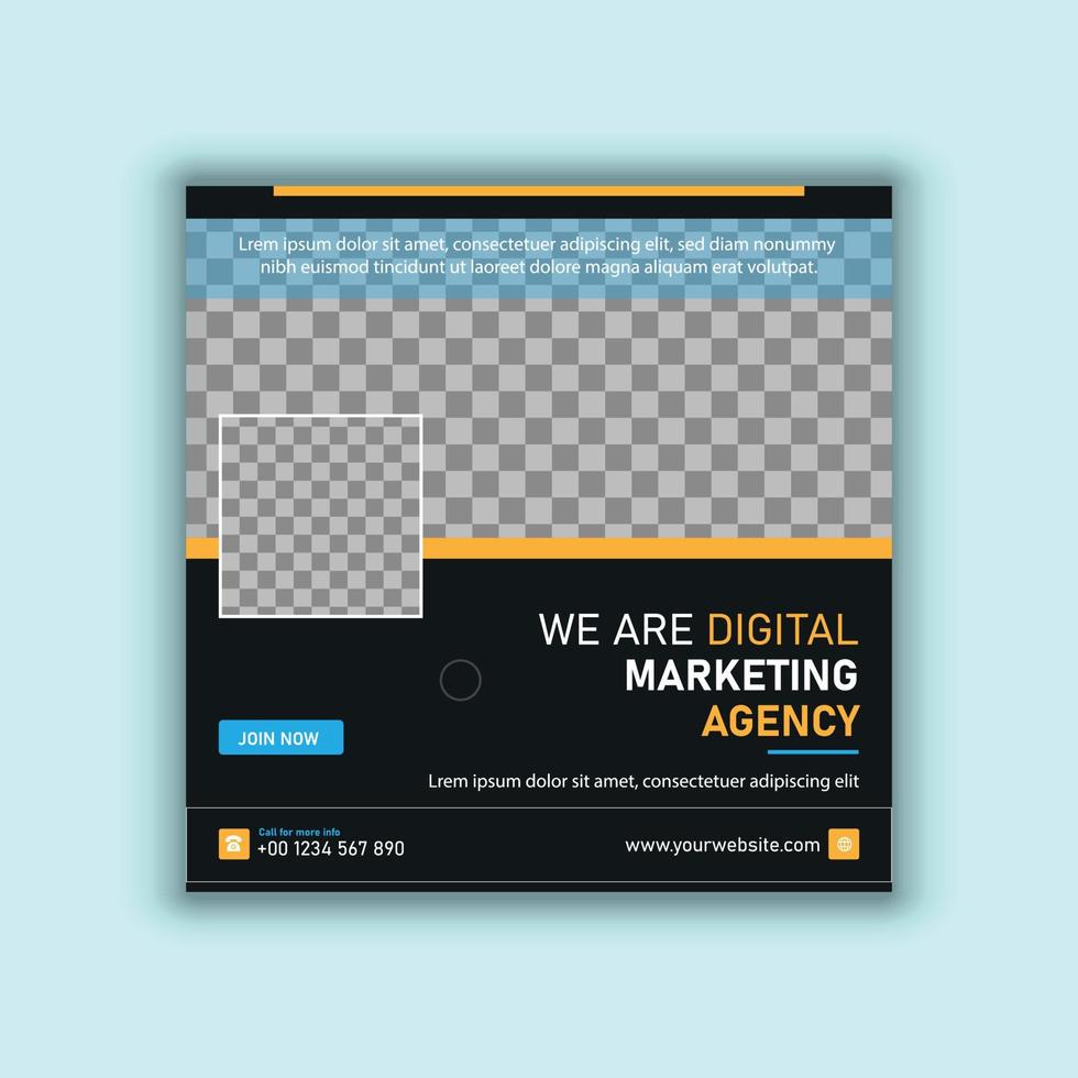 Digital Marketing Agency Social Media Post, Digital Marketing Web Banner, Corporate Square Flyer design vector