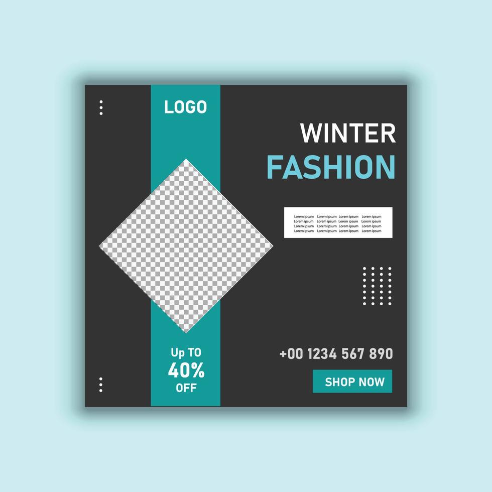 plantilla moderna de publicación en redes sociales para marketing digital y promoción de ventas. publicidad de moda oferta de pancartas. diseño de banner de venta de invierno vector