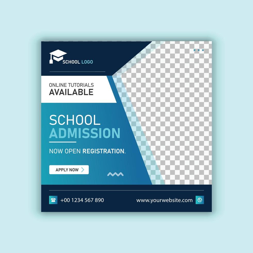 School admission social media post template design vector