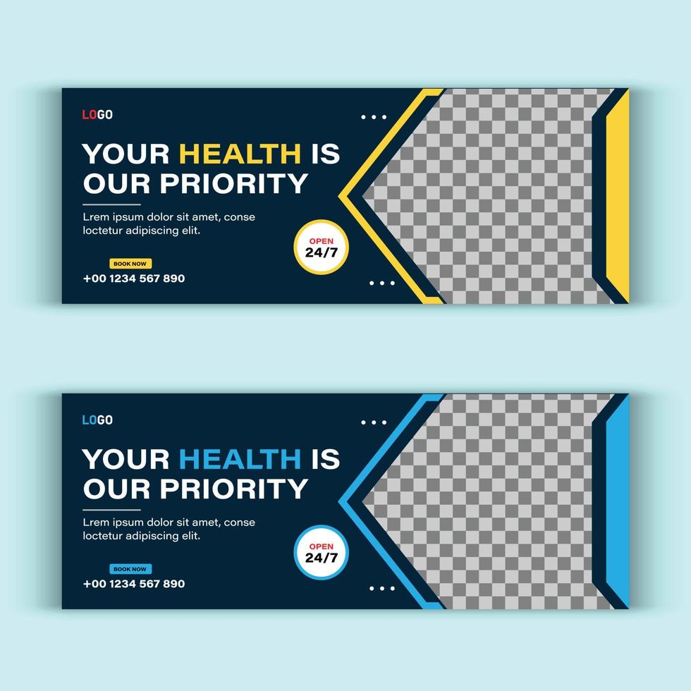 Health care doctors social media cover post design vector